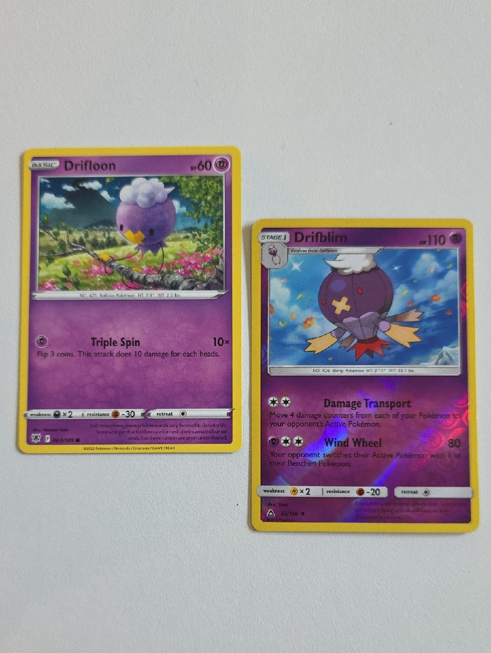 Pokemon Drifloon And Drifblim Cards